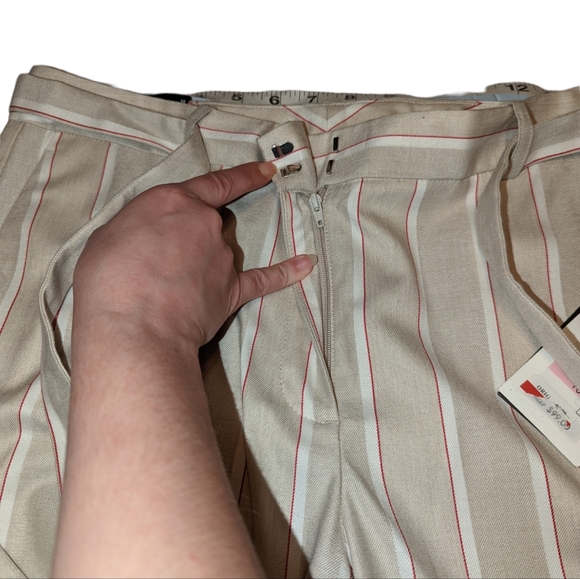 NWT DKNY Essex Ankle Pin Striped Belted High Rise Linen Stretch Business Pants - Picture 11 of 16